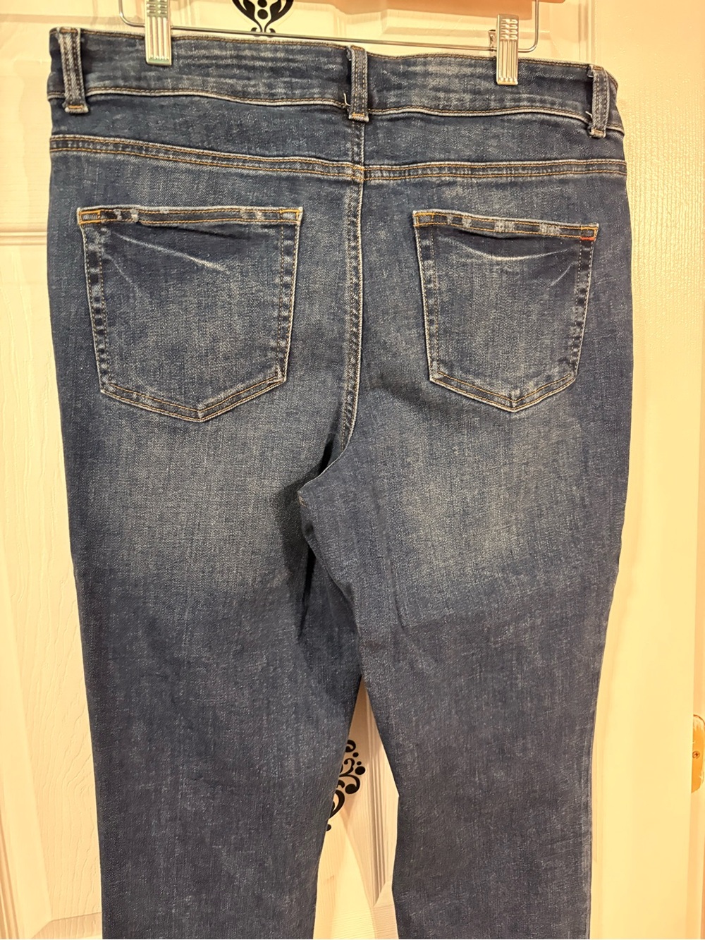 High-Rise Button-Fly Jeans — Dark Blue - Picture 9 of 10